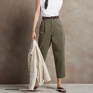 Banana Republic Chino Pleated Crop High Rise Pants